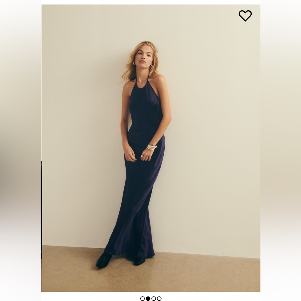 Jeany Silk Reformation Dress - Navy - Size Medium